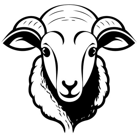 animal mammal sheep head isolated vector illustrationのイラスト素材