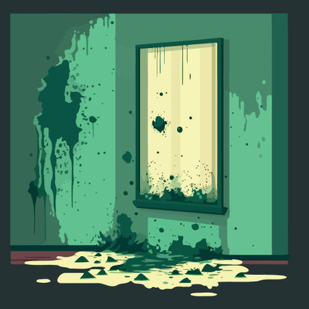 musty wall of contaminated room mold fungus vector illustrationのイラスト素材