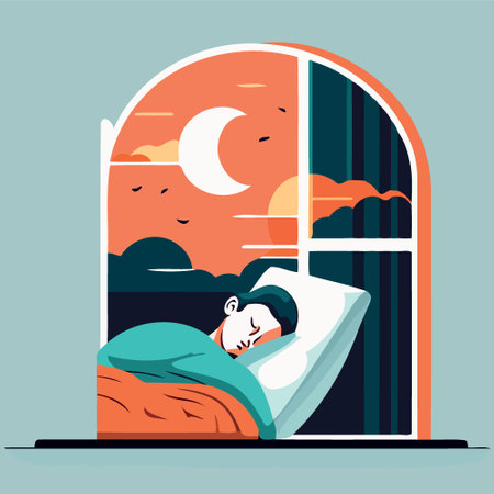 Human character sleeping at night vector illustration to illustrate world sleep dayのイラスト素材