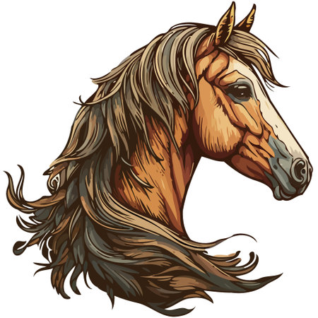 equine horse animal head pattern vector illustration colorfulのイラスト素材
