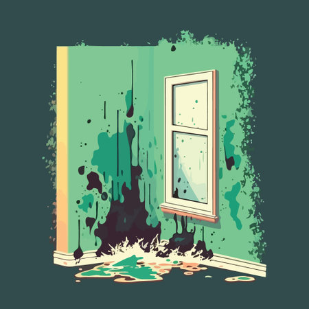 musty wall of contaminated room mold fungus vector illustrationのイラスト素材
