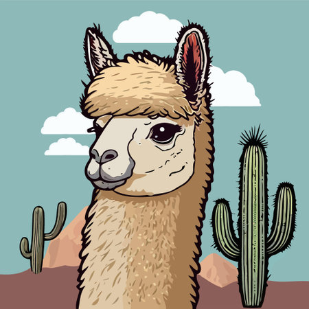 mammal animal head llama colorful vector illustrationのイラスト素材