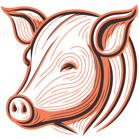 Pig farm animal farm mammal head isolated vector illustrationのイラスト素材