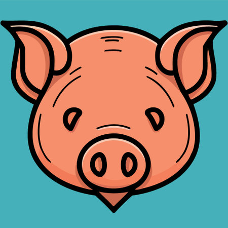 Pig farm animal farm mammal head isolated vector illustrationのイラスト素材