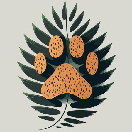 paw print of wild feline animal to illustrate international wildlife dayのイラスト素材