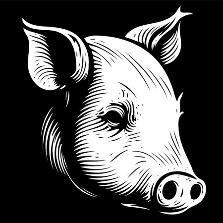 Pig farm animal farm mammal head isolated vector illustrationのイラスト素材