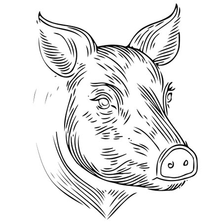 Pig farm animal farm mammal head isolated vector illustrationのイラスト素材