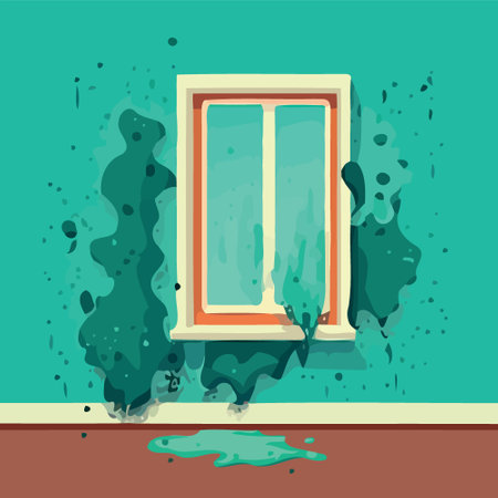 musty wall of contaminated room mold fungus vector illustrationのイラスト素材