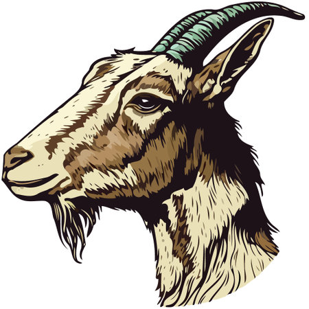 mammal goat animal head isolated colorful vector illustrationのイラスト素材