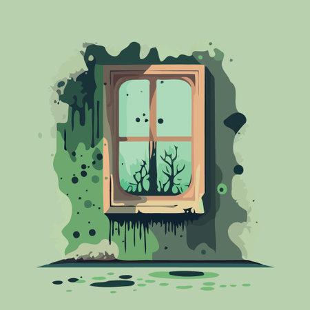 musty wall of contaminated room mold fungus vector illustrationのイラスト素材