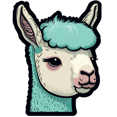 mammal animal head llama colorful vector illustrationのイラスト素材