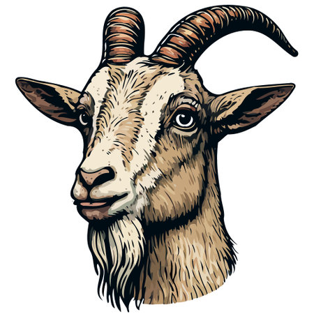 mammal goat animal head isolated colorful vector illustrationのイラスト素材