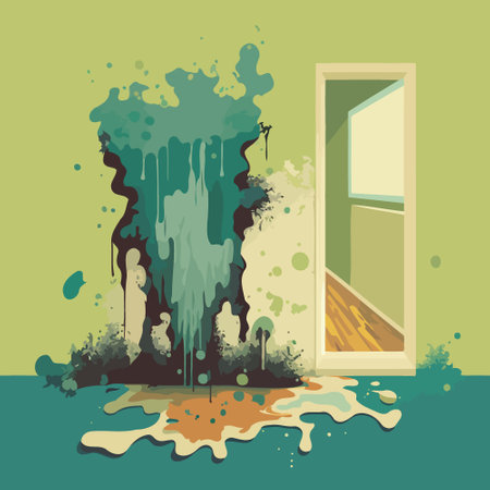 musty wall of contaminated room mold fungus vector illustrationのイラスト素材
