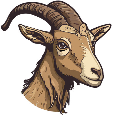 mammal goat animal head isolated colorful vector illustrationのイラスト素材