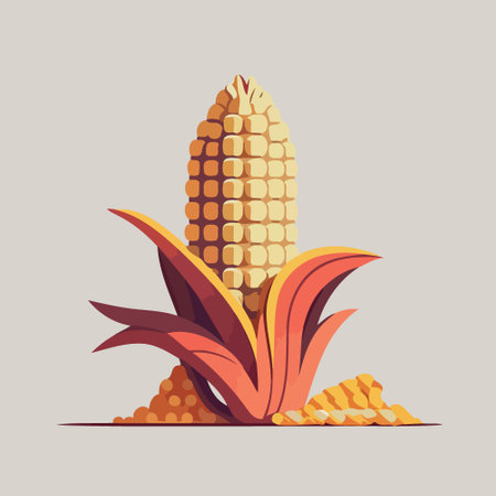 ripe corn on the cob vegetable food colorful vector illustrationのイラスト素材