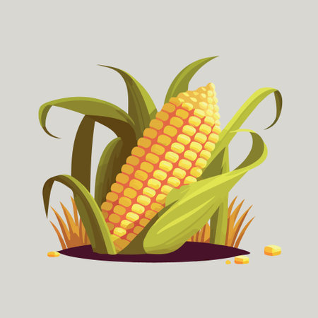 ripe corn on the cob vegetable food colorful vector illustrationのイラスト素材