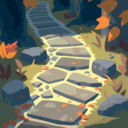 path with stone tiles Vector cartoon illustrationのイラスト素材