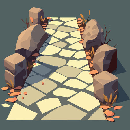 path with stone tiles Vector cartoon illustrationのイラスト素材