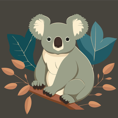 common koala herbivore mammal animal body Minimalist vector illustrationのイラスト素材