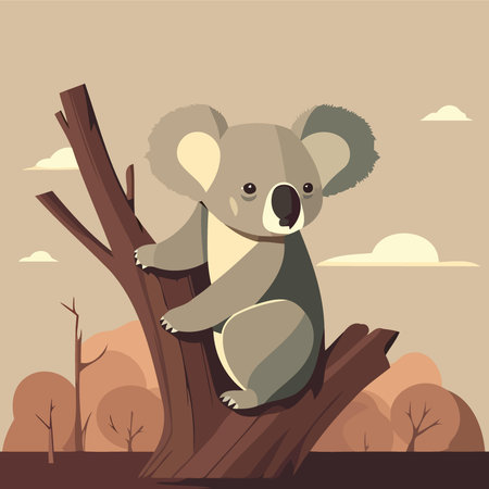 common koala herbivore mammal animal body Minimalist vector illustrationのイラスト素材