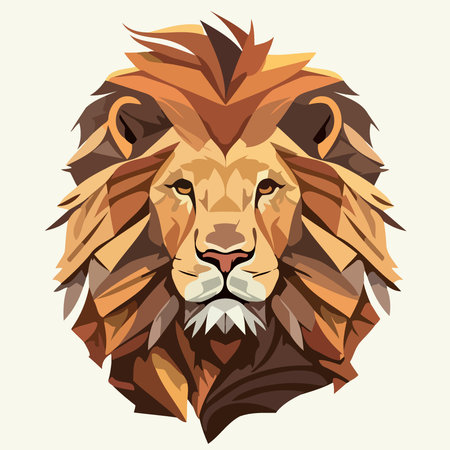 African lion mammal carnivore animal face Minimalist vector illustrationのイラスト素材