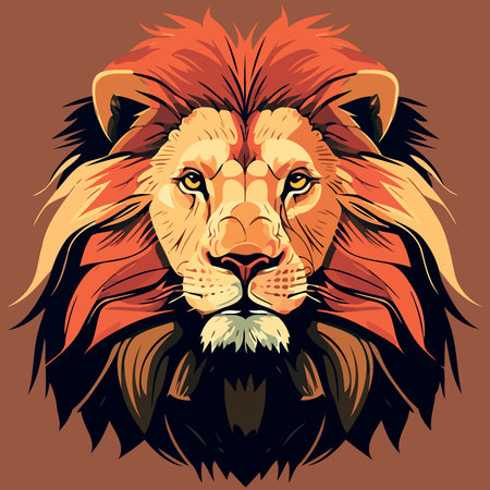 African lion mammal carnivore animal face Minimalist vector illustrationのイラスト素材