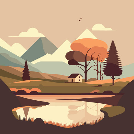 peaceful natural landscape that conveys a sense of tranquilityのイラスト素材