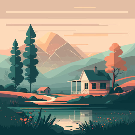 peaceful natural landscape that conveys a sense of tranquilityのイラスト素材