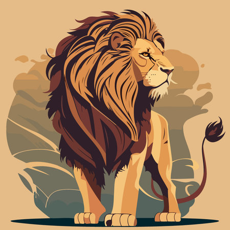 African lion mammal carnivore animal body Minimalist vector illustrationのイラスト素材
