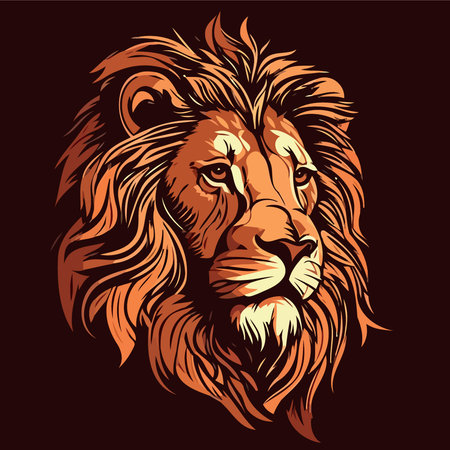 African lion mammal carnivore animal face Minimalist vector illustration