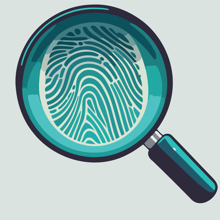 magnifying glass object enlarging fingerprint image minimalist vector illustrationのイラスト素材