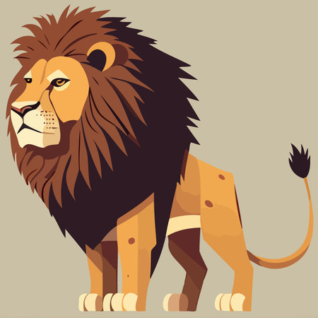 African lion mammal carnivore animal body Minimalist vector illustrationのイラスト素材