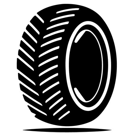 passenger car tire black and white minimalist vector illustrationのイラスト素材