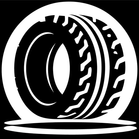 passenger car tire black and white minimalist vector illustration for logoのイラスト素材