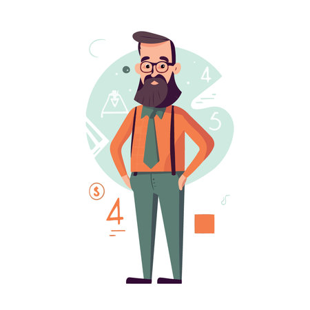 teachers day math teacher white background minimalist vector illustrationのイラスト素材