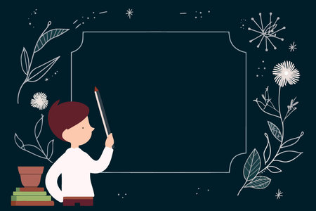 teachers day adult teacher with blackboard in background minimalist vector illustrationのイラスト素材