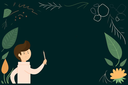 teachers day adult teacher with blackboard in background minimalist vector illustrationのイラスト素材