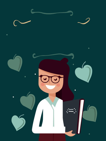 teachers day adult teacher with blackboard in background minimalist vector illustrationのイラスト素材