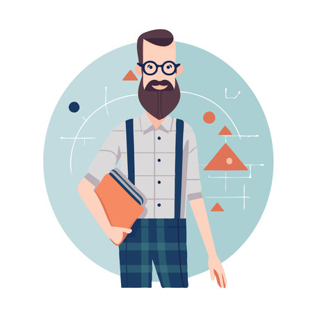 teachers day math teacher white background minimalist vector illustrationのイラスト素材