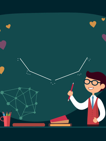 teachers day adult teacher with blackboard in background minimalist vector illustrationのイラスト素材