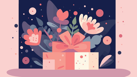 mothers day gift boxes pink color minimalistic vector illustrationのイラスト素材