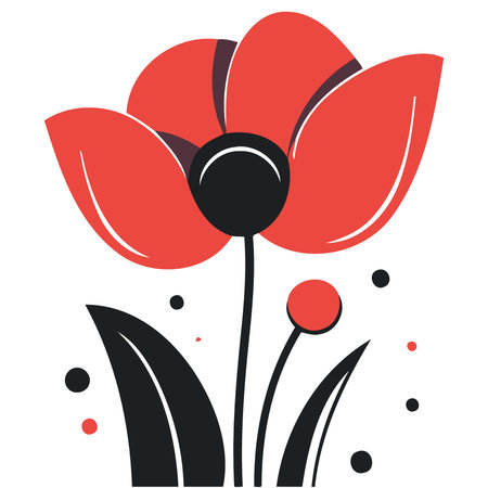 One red poppy flower minimalist vector illustrationのイラスト素材