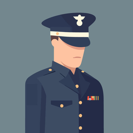 military veteran wearing uniform minimalist vector illustrationのイラスト素材