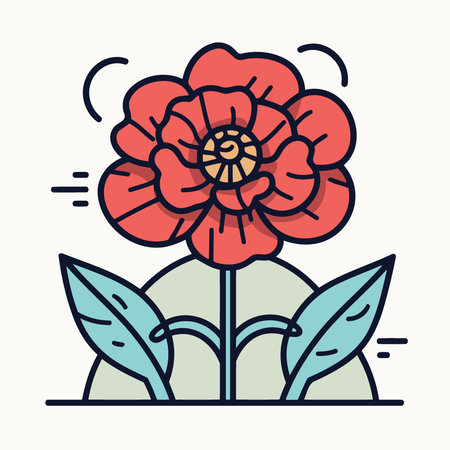 One red poppy flower minimalist vector illustrationのイラスト素材