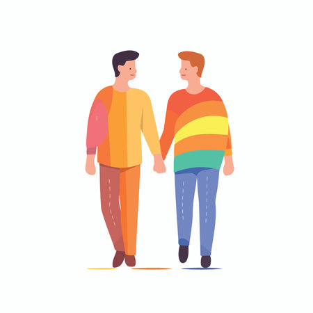 lgbt pride day and month gay men couple minimalistic vector illustrationのイラスト素材