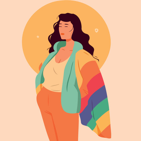 woman lgbt pride day and month with rainbow colors minimalistic vector illustrationのイラスト素材