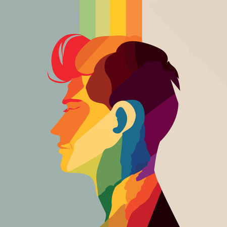man lgbt pride day and month with rainbow colors minimalistic vector illustrationのイラスト素材