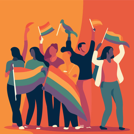 lgbt pride day and month gay parade minimalistic vector illustrationのイラスト素材