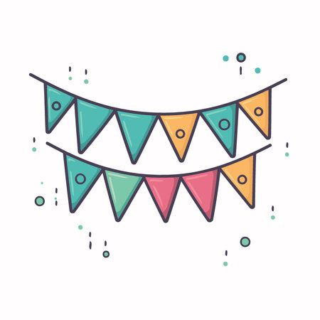 colorful hanging pennants decorations minimalist vector illustrationのイラスト素材