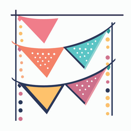 colorful hanging pennants decorations minimalist vector illustrationのイラスト素材